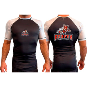 Red Fox Brazilian Jiu-Jitsu All Black Ranked Short Sleeve Rash Guards #8062 A 