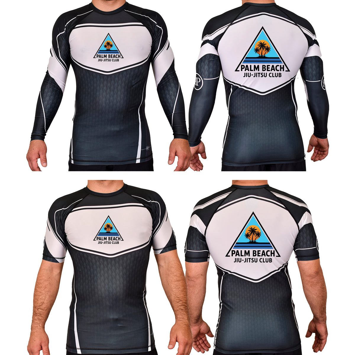 Palm Beach Jiu-Jitsu Club Academy Rash Guards Black/White #8063 A 
