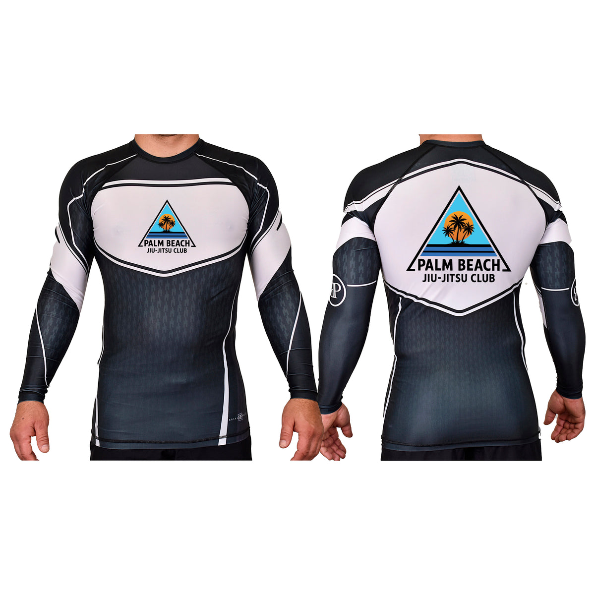 Palm Beach Jiu-Jitsu Club Academy Rash Guards Black/White #8063 A 