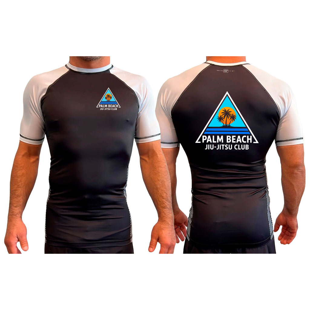 Palm Beach Jiu-Jitsu Club All Black Ranked Short Sleeve Rash Guards #8063 A 