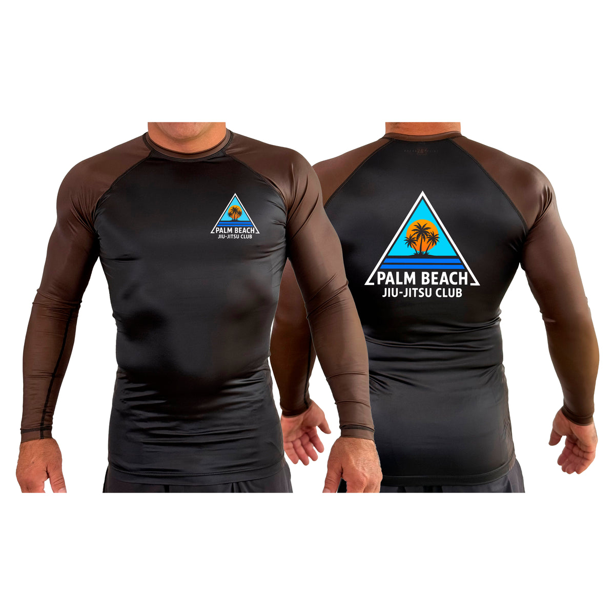 Palm Beach Jiu-Jitsu Club All Black Ranked Long Sleeve Rash Guards #8063 A 