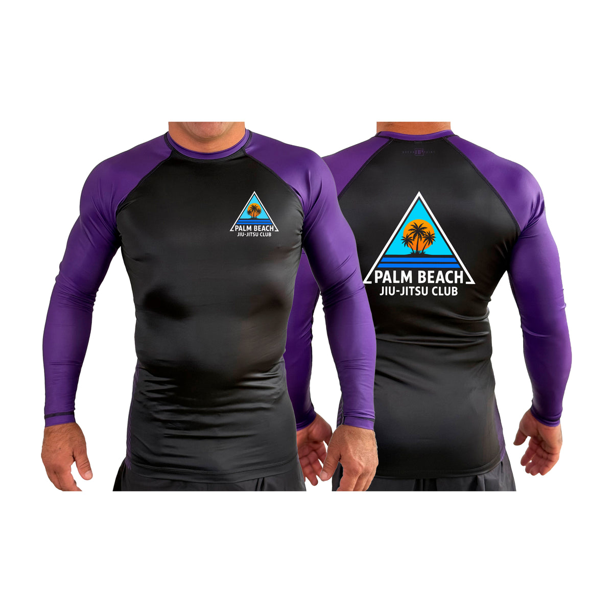 Palm Beach Jiu-Jitsu Club All Black Ranked Long Sleeve Rash Guards #8063 A 
