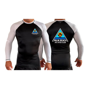 Palm Beach Jiu-Jitsu Club All Black Ranked Long Sleeve Rash Guards #8063 A 