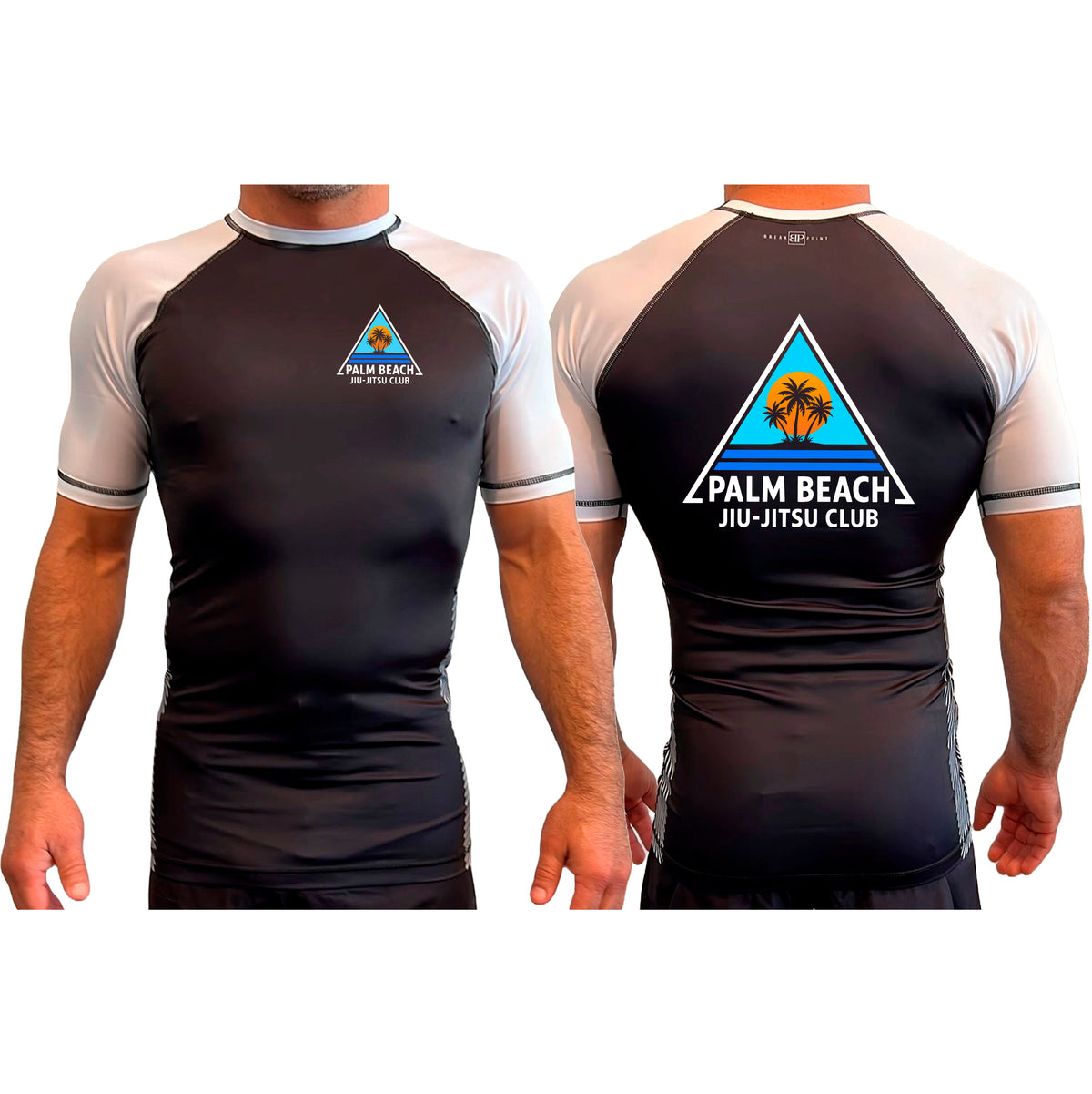 Palm Beach Jiu-Jitsu Club All Black Ranked Short Sleeve Rash Guards #8063 A 
