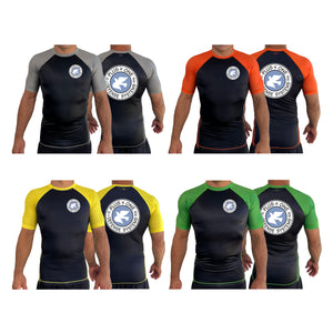 Plus One Defense Systems All Black Ranked Short Sleeve Rash Guards #8064 A