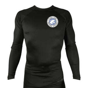 Plus One Defense Systems All Black Custom Rash Guards Long Sleeves #8064 A