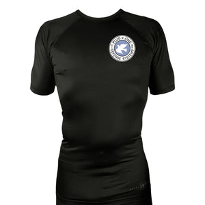 Plus One Defense Systems All Black Custom Rash Guards Short Sleeves #8064 A