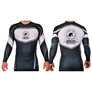 Plus One Defense Systems Academy Rash Guards Black/White #8064 D