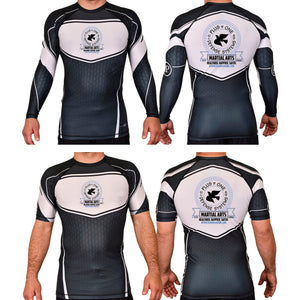 Plus One Defense Systems Academy Rash Guards Black/White #8064 D