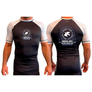 Plus One Defense Systems All Black Ranked Short Sleeve Rash Guards #8064 D