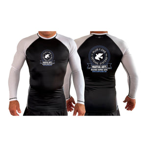 Plus One Defense Systems All Black Ranked Long Sleeve Rash Guards #8064 D
