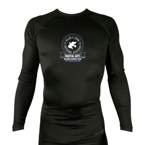 Plus One Defense Systems All Black Custom Rash Guards Long Sleeves #8064 D