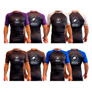 Plus One Defense Systems All Black Ranked Short Sleeve Rash Guards #8064 D