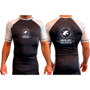 Plus One Defense Systems All Black Ranked Short Sleeve Rash Guards #8064 D