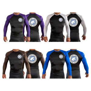 Plus One Defense Systems All Black Ranked Long Sleeve Rash Guards #8064 A
