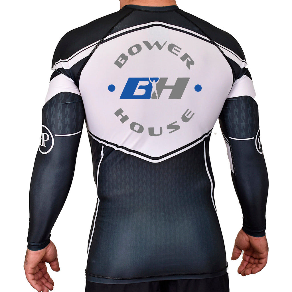 Bowerhouse MMA Academy Rash Guards Black/White #8065 A