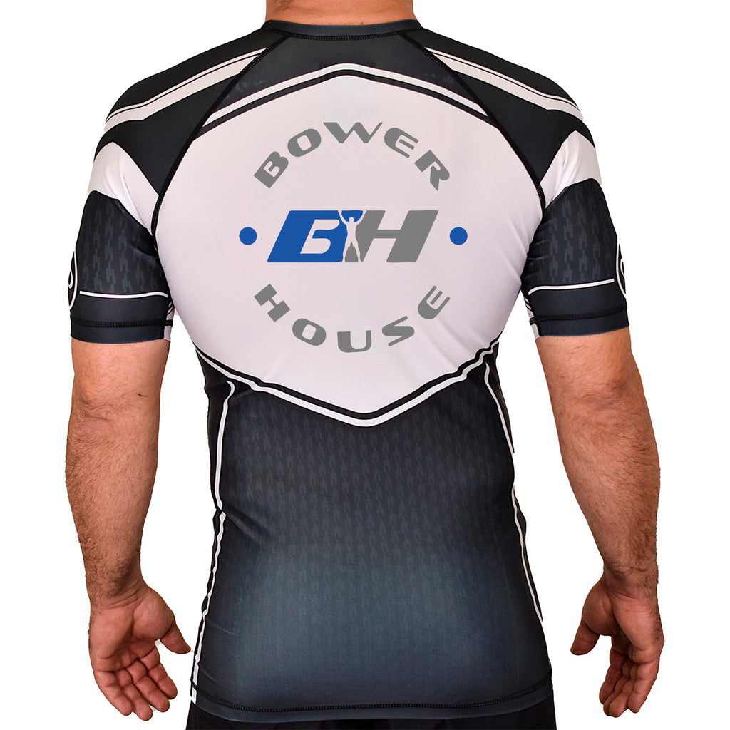 Bowerhouse MMA Academy Rash Guards Black/White #8065 A