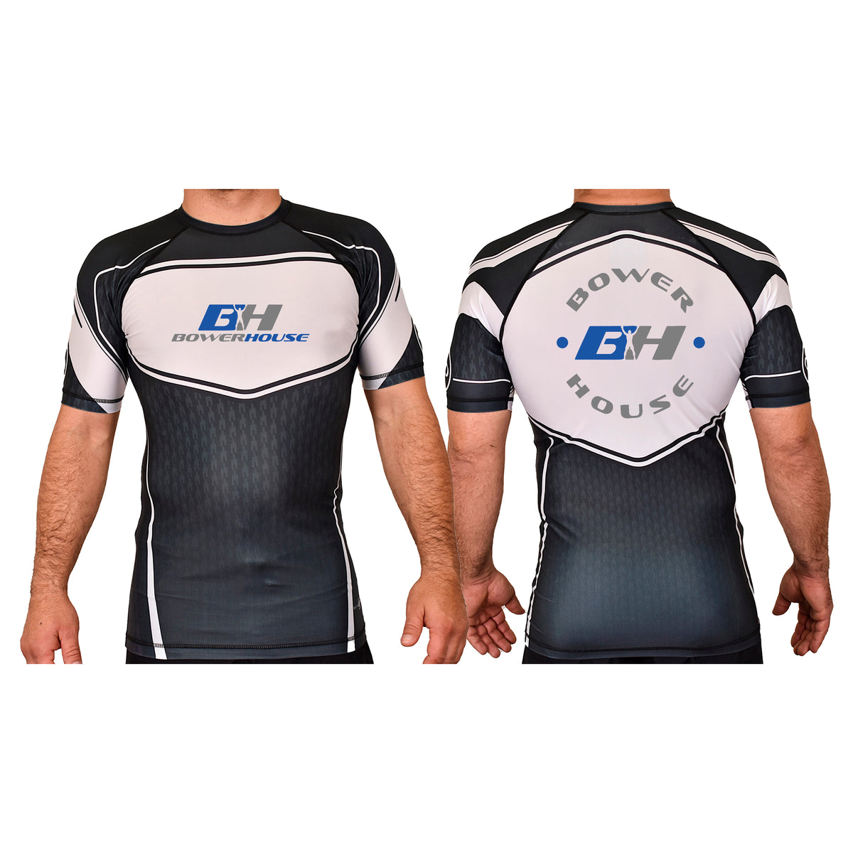 Bowerhouse MMA Academy Rash Guards Black/White #8065 A