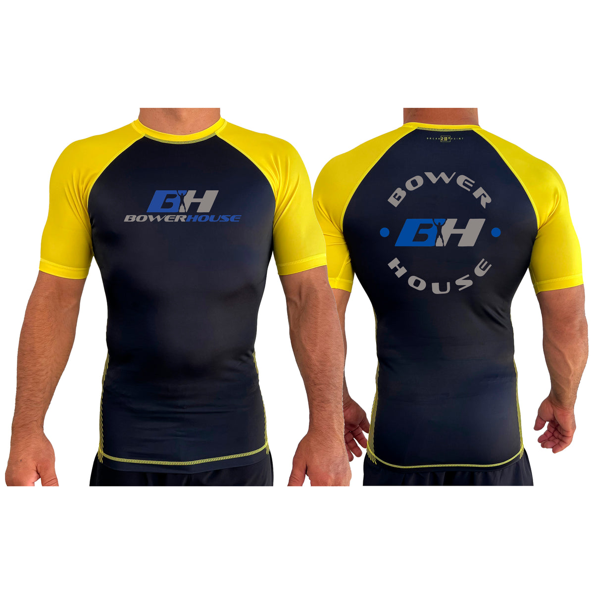 Bowerhouse MMA All Black Ranked Short Sleeve Rash Guards #8065 A