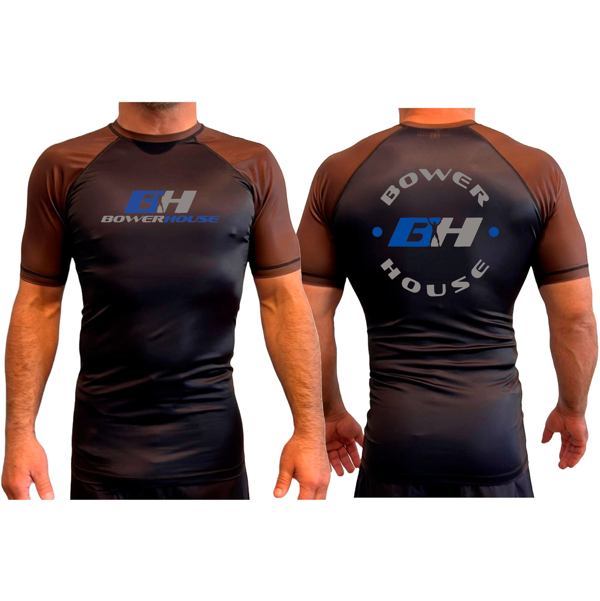 Bowerhouse MMA All Black Ranked Short Sleeve Rash Guards #8065 A