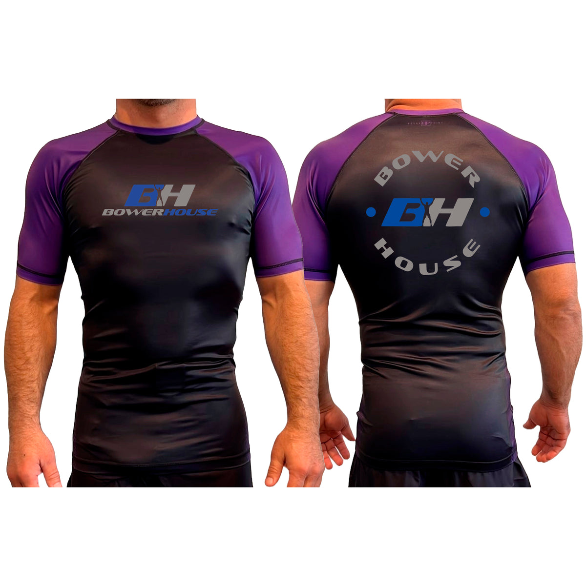 Bowerhouse MMA All Black Ranked Short Sleeve Rash Guards #8065 A