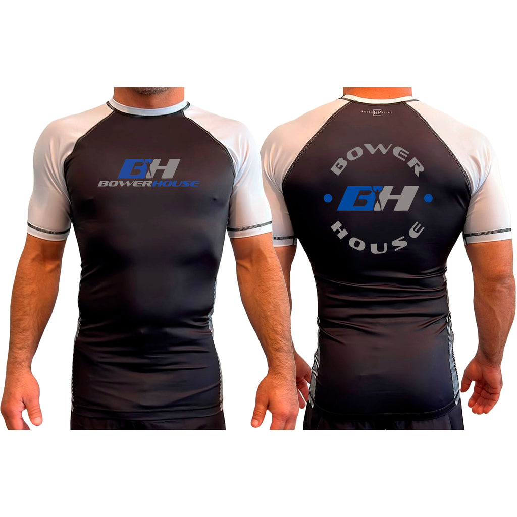 Bowerhouse MMA All Black Ranked Short Sleeve Rash Guards #8065 A