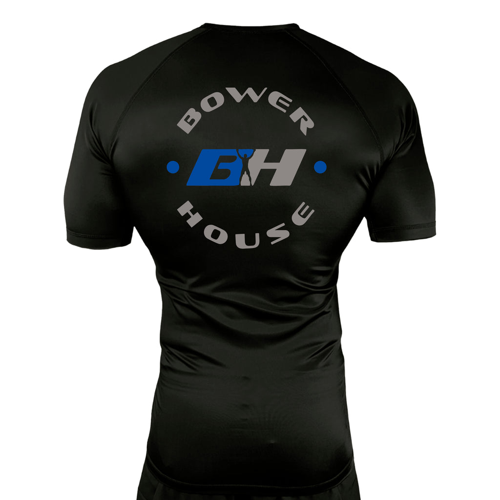 Bowerhouse MMA All Black Custom Rash Guards Short Sleeves #8065 A