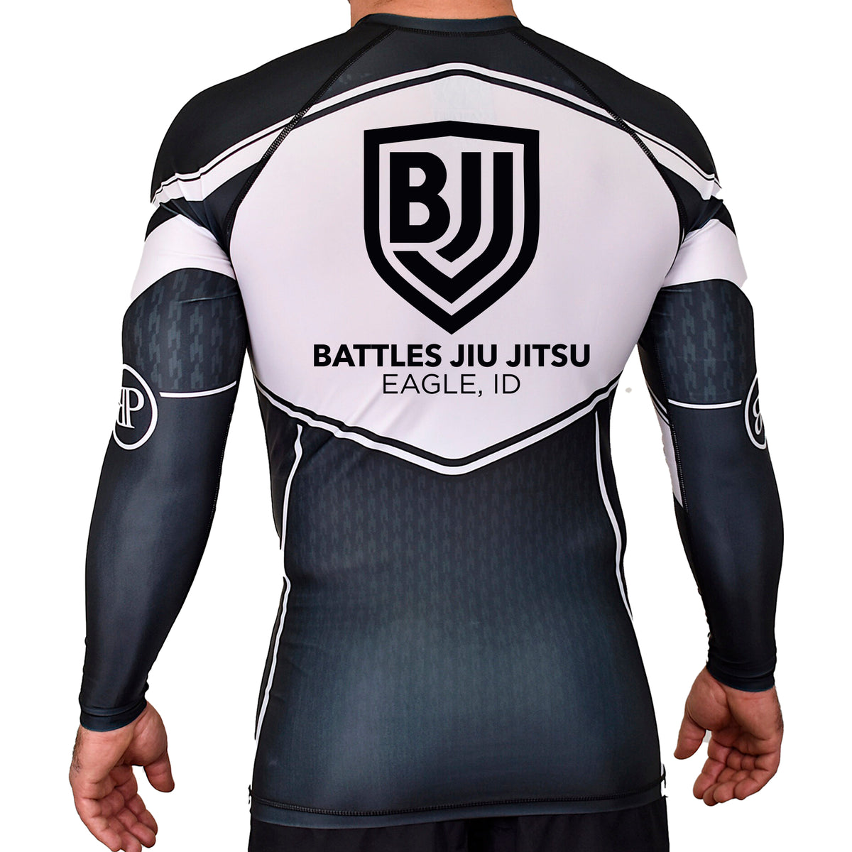 Battles Jiu Jitsu Academy Rash Guards Black/White #8066 A