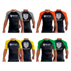 Battles Jiu Jitsu All Black Ranked Short Sleeve Rash Guards #8066 A