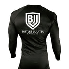 Battles Jiu Jitsu All Black Custom Rash Guards Long Sleeves #8066 A