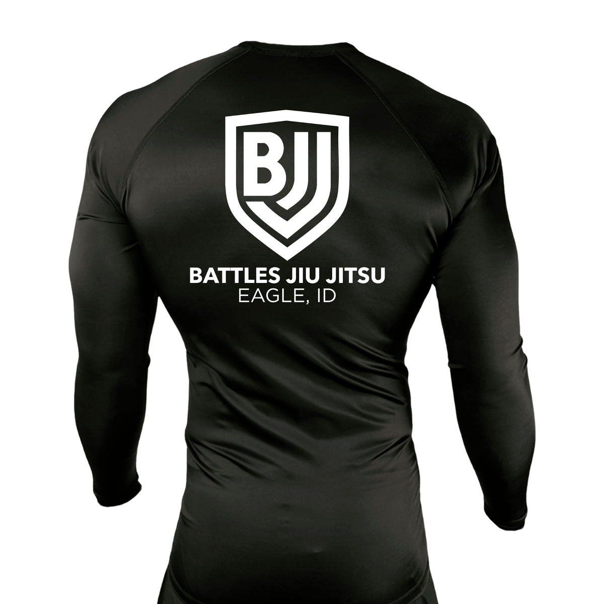 Battles Jiu Jitsu All Black Custom Rash Guards Long Sleeves #8066 A