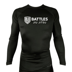 Battles Jiu Jitsu All Black Custom Rash Guards Long Sleeves #8066 A