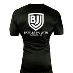 Battles Jiu Jitsu All Black Custom Rash Guards Short Sleeves #8066 A