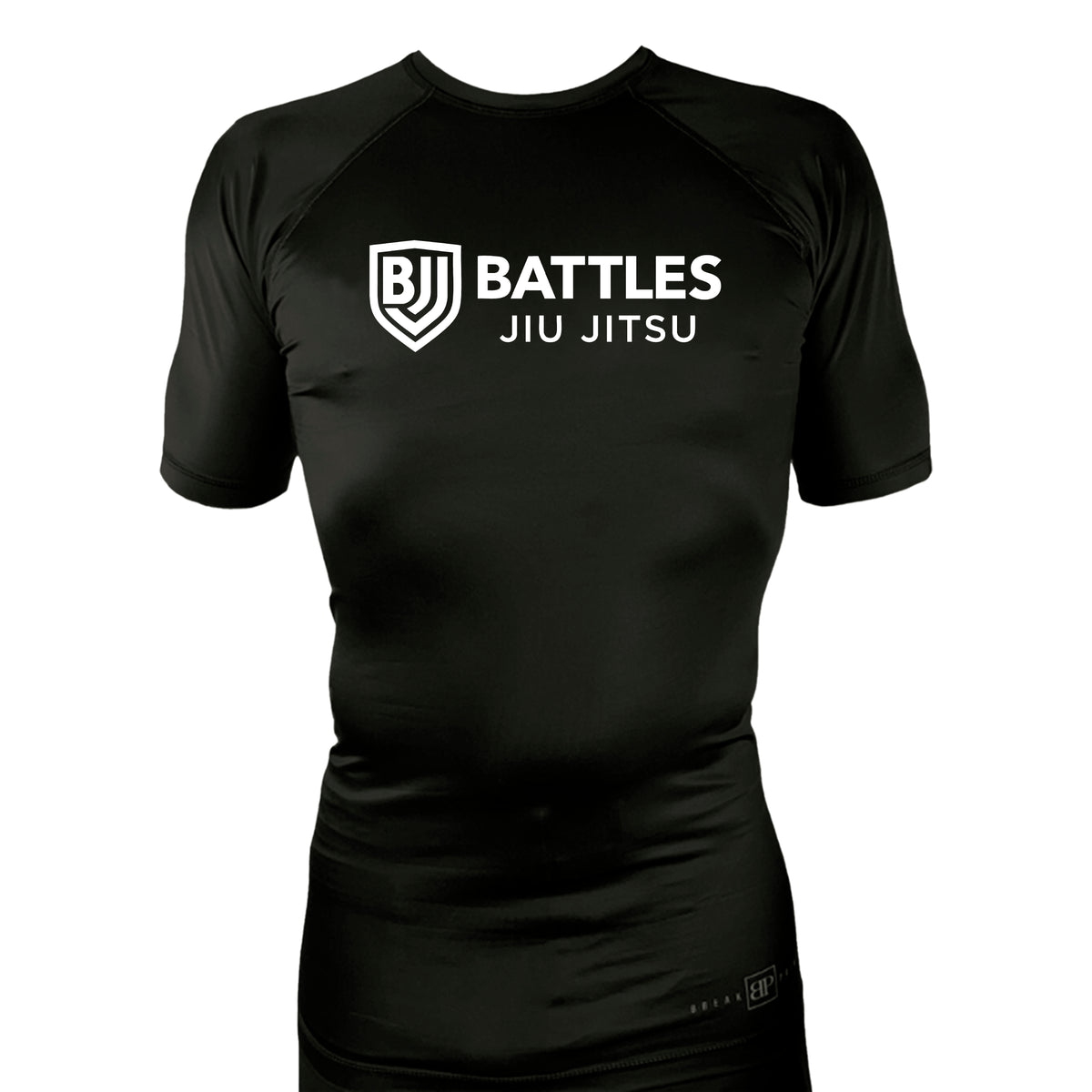 Battles Jiu Jitsu All Black Custom Rash Guards Short Sleeves #8066 A