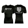 Battles Jiu Jitsu All Black Custom Rash Guards Short Sleeves #8066 A