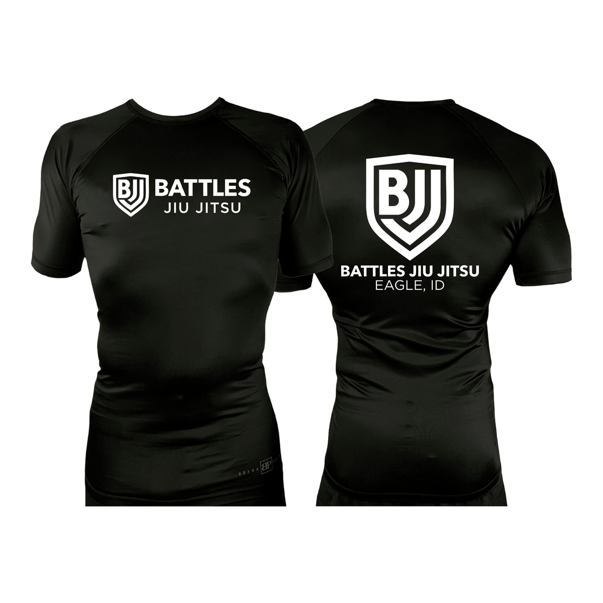 Battles Jiu Jitsu All Black Custom Rash Guards Short Sleeves #8066 A