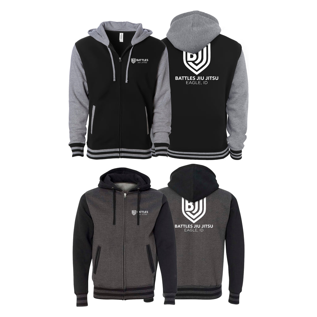 Battles Jiu Jitsu Academy Varsity Zip-Up Hoodies #8066 B