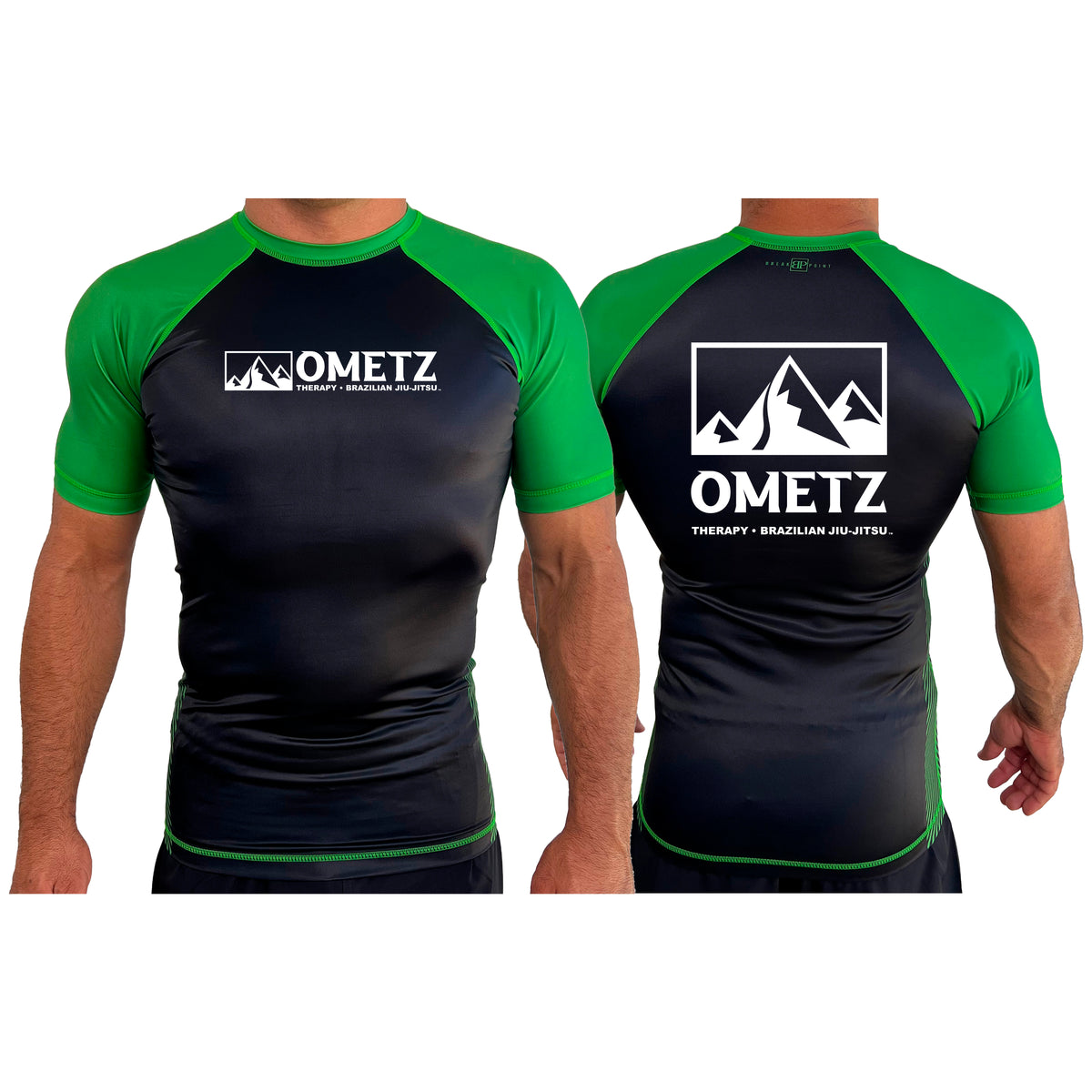 Ometz Jiu-Jitsu All Black Ranked Short Sleeve Rash Guards #8067 A