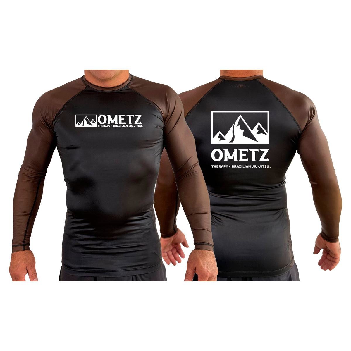Ometz Jiu-Jitsu All Black Ranked Long Sleeve Rash Guards #8067 A