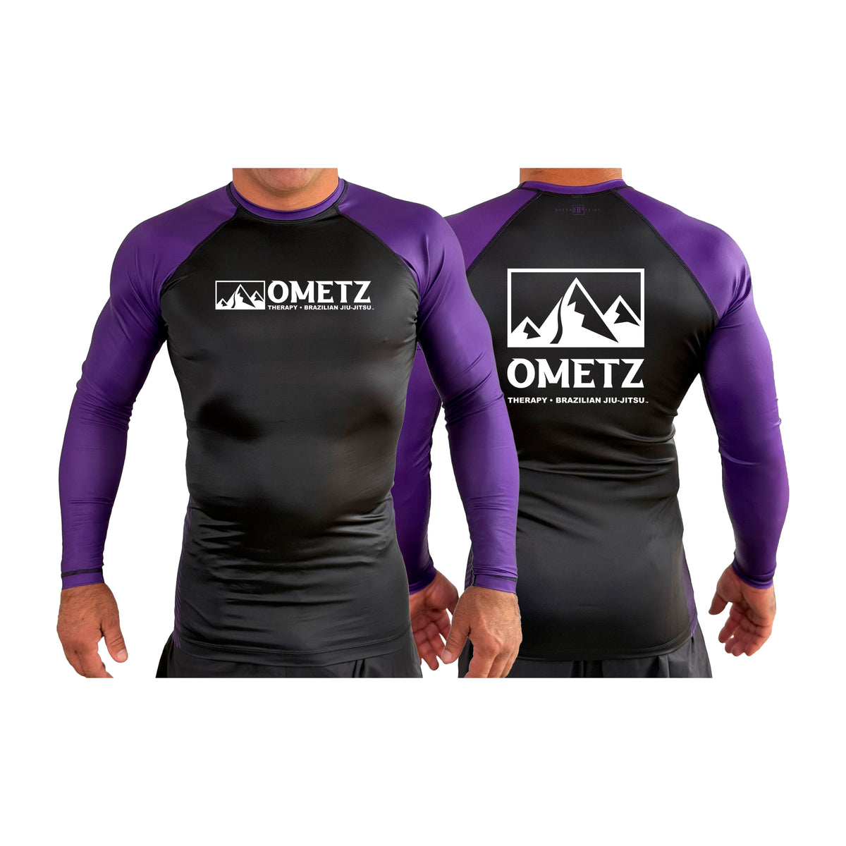 Ometz Jiu-Jitsu All Black Ranked Long Sleeve Rash Guards #8067 A