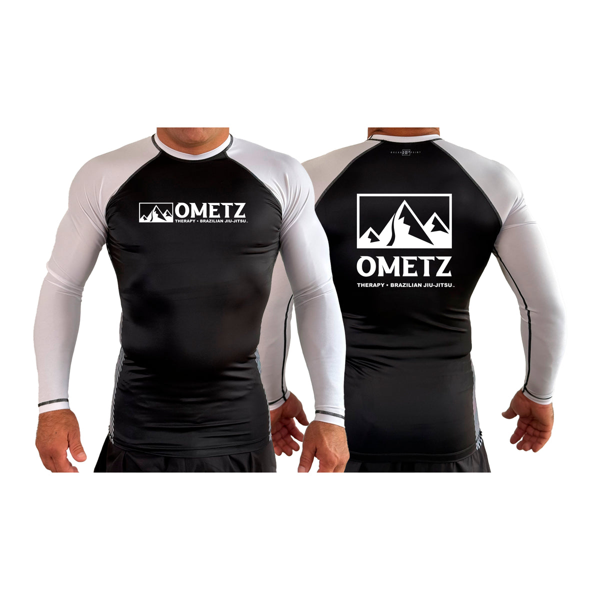 Ometz Jiu-Jitsu All Black Ranked Long Sleeve Rash Guards #8067 A