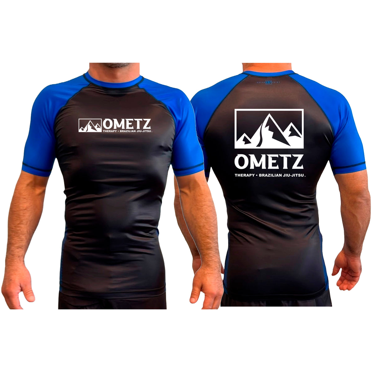 Ometz Jiu-Jitsu All Black Ranked Short Sleeve Rash Guards #8067 A