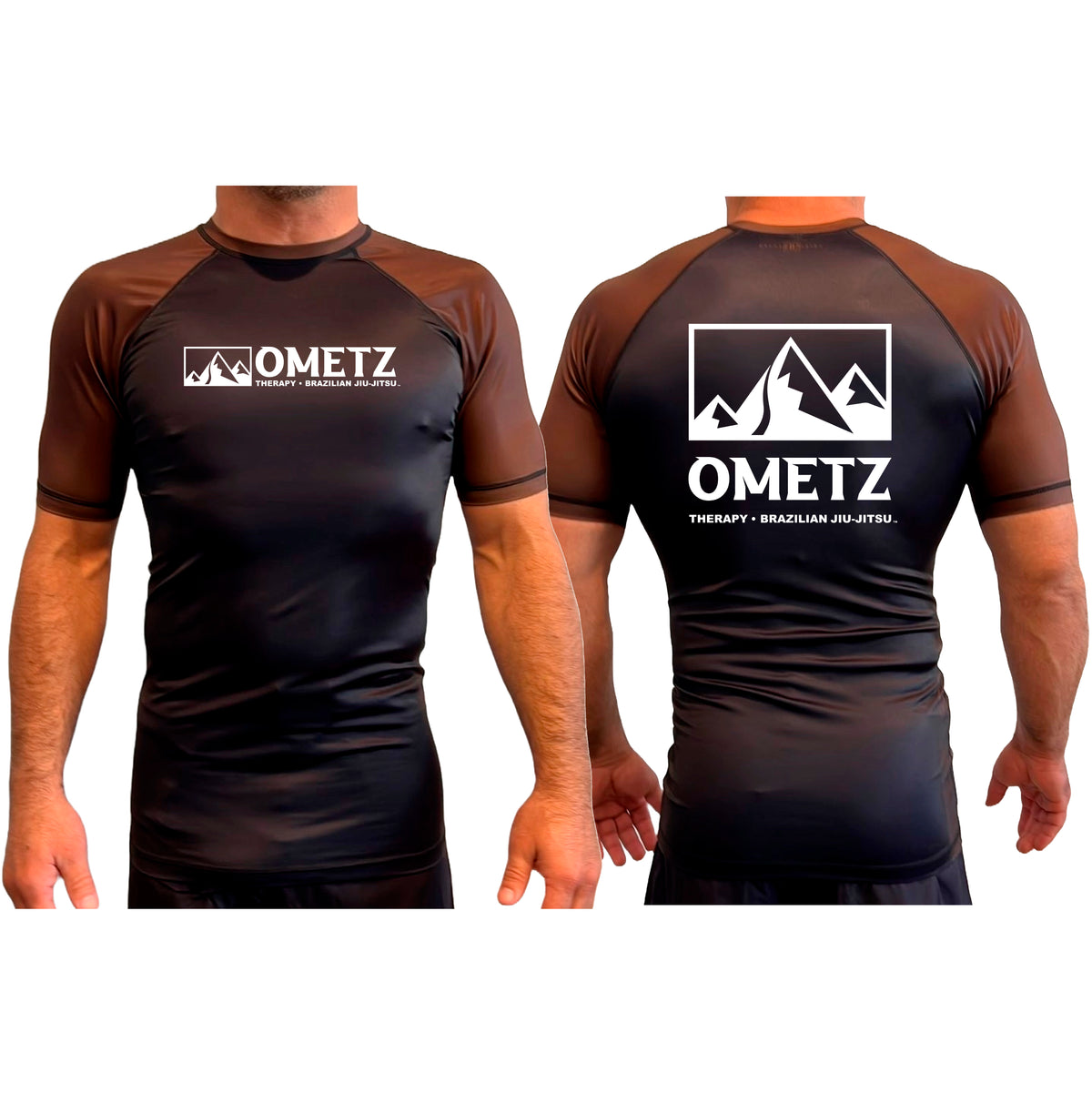 Ometz Jiu-Jitsu All Black Ranked Short Sleeve Rash Guards #8067 A