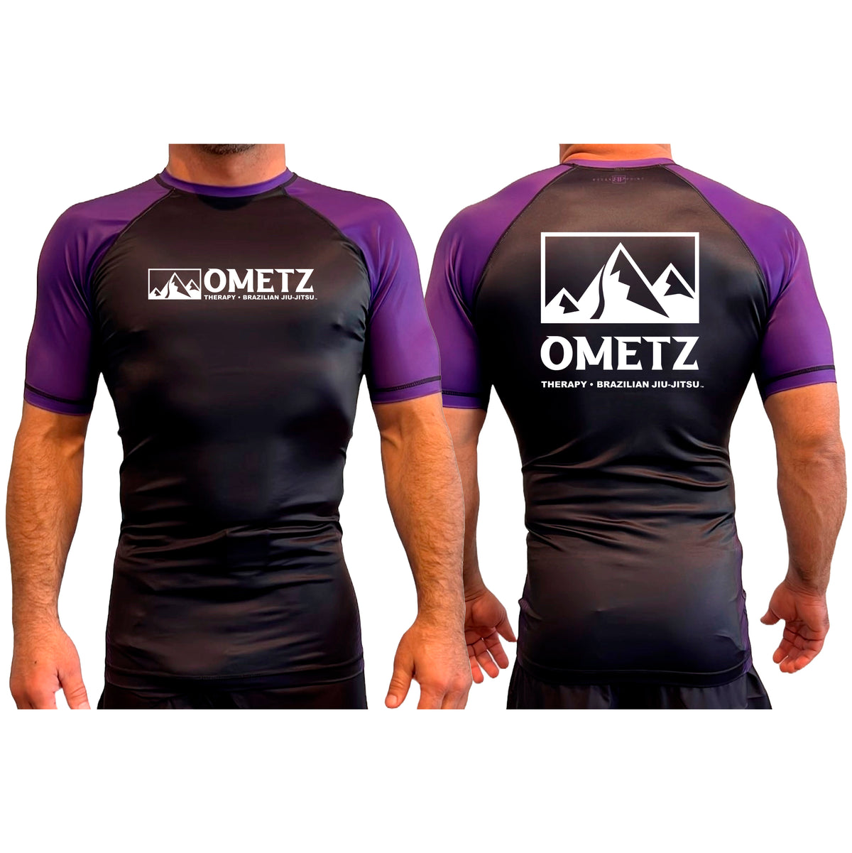 Ometz Jiu-Jitsu All Black Ranked Short Sleeve Rash Guards #8067 A