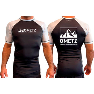 Ometz Jiu-Jitsu All Black Ranked Short Sleeve Rash Guards #8067 A