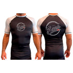 Rush Mixed Martial Arts All Black Ranked Short Sleeve Rash Guards #8068 A