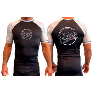 Rush Mixed Martial Arts All Black Ranked Short Sleeve Rash Guards #8068 A