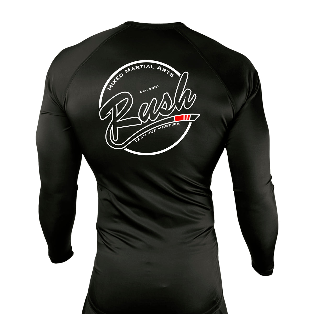 Rush Mixed Martial Arts All Black Custom Rash Guards Long Sleeves #8068 A