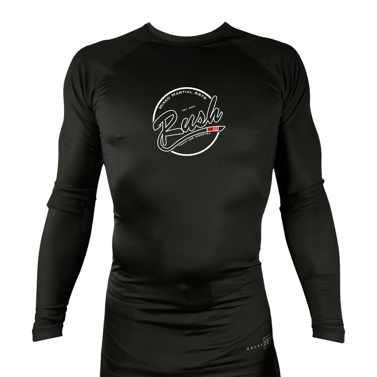 Rush Mixed Martial Arts All Black Custom Rash Guards Long Sleeves #8068 A