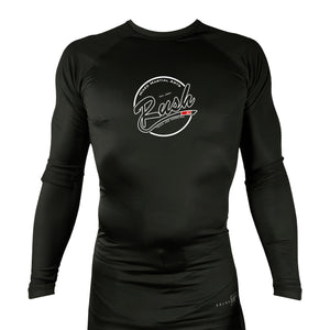 Rush Mixed Martial Arts All Black Custom Rash Guards Long Sleeves #8068 A